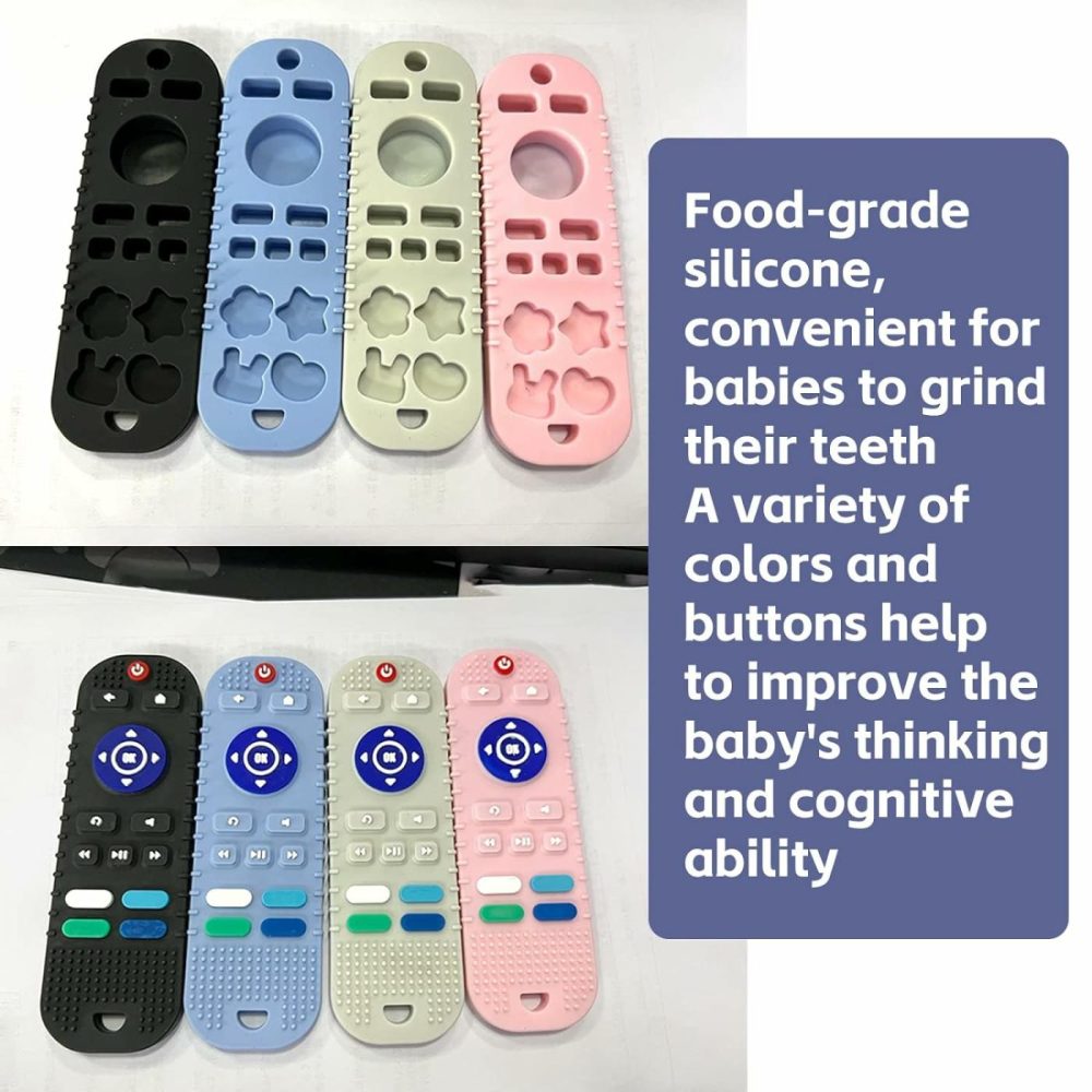 2-Pack Baby Teether Toys Silicone Toddler Sensory Toy Chew Toys Educational  Tv Remote Control Shape Teething Toys For Babies 6-18 Months (Black)  |  Teethers All Toys Black