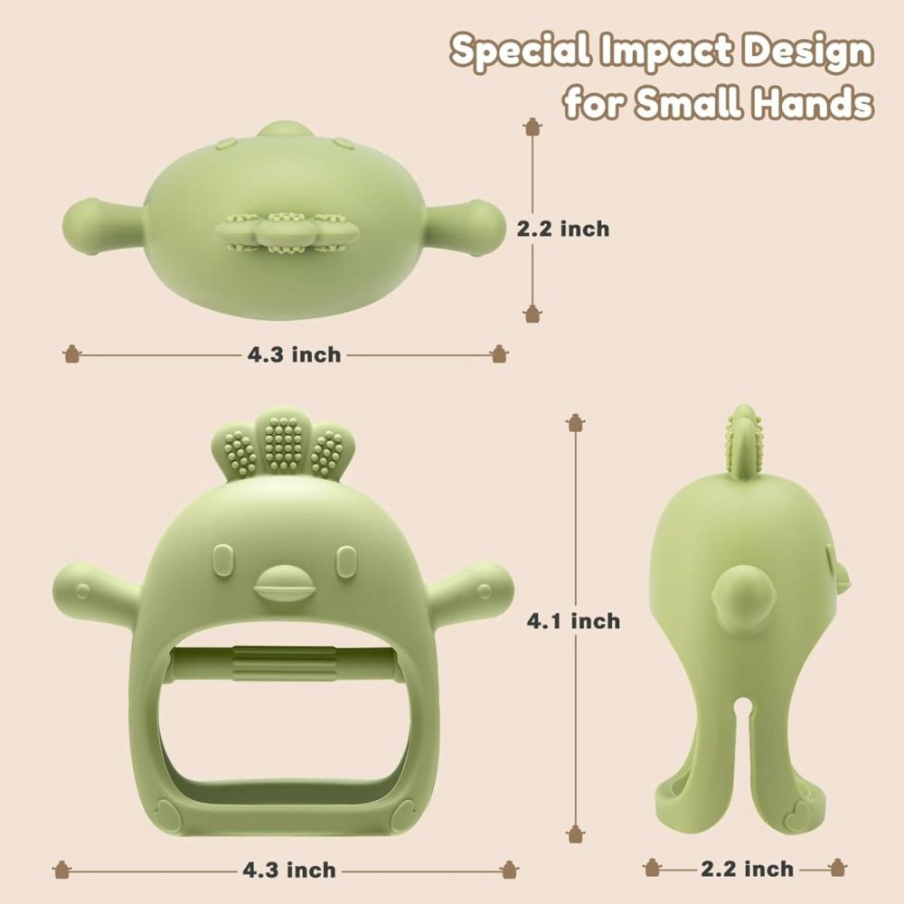 2 Pack Baby Teething Toys For 0-6 6-12 Months  Never Drop Infant Teether Teething Mitten Toys For 3 6 9 12 Months  Newborn Soothing Teething Toy Gifts For 1 One Year Old Baby Boys Girls  |  Teethers All Toys Beige & Green