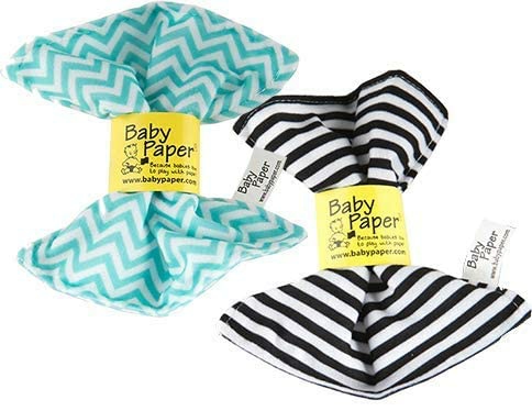 2 Pack Of Crinkly  Sensory Toys  Black & White Stripe  Turquoise Zig Zag  |  Teethers All Toys Teethers