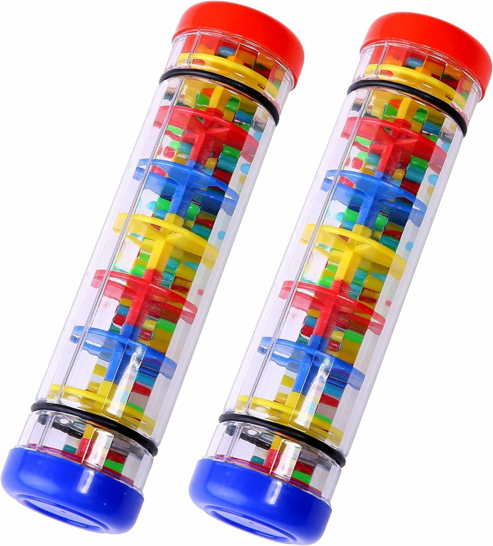 2 Pack Rainmaker Rain Stick Musical Instrument For Babies  Toddlers And Kids  8 Inch Rainfall Rattle Tube Rainstick Shaker Toy  |  Rattles & Plush Rings All Toys Rattles & Plush Rings