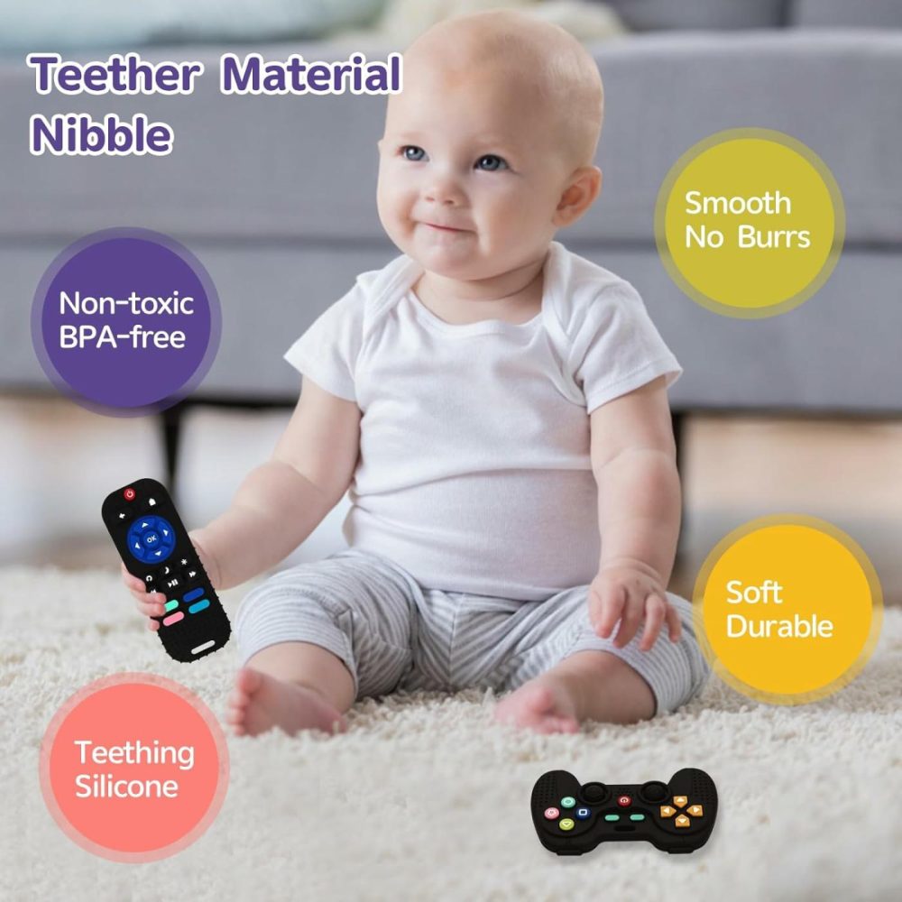 2 Pack Silicone Teething Toys For Babies 0-6 Months  Teethers For Babies 6-12 Months  Remote Teether For Baby  Sensory Toys For Babies  Baby Chew Toys  |  Teethers All Toys Teethers