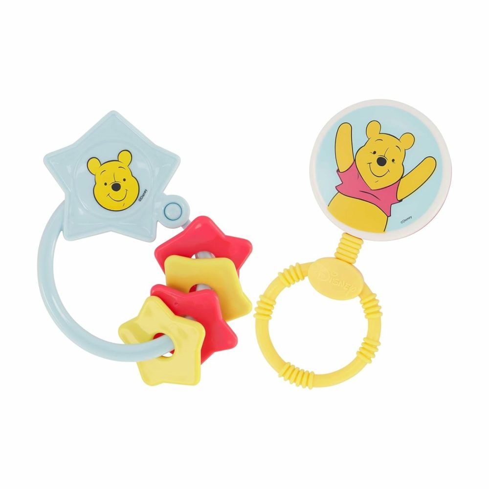 2 Pack  Winnie The Pooh Character Shape Rattle And Keyring Teether  Premium Toddler Birthday Toys  Infant Teething Toys  Great For Newborn Shower Gifts  |  Teethers All Toys Teethers