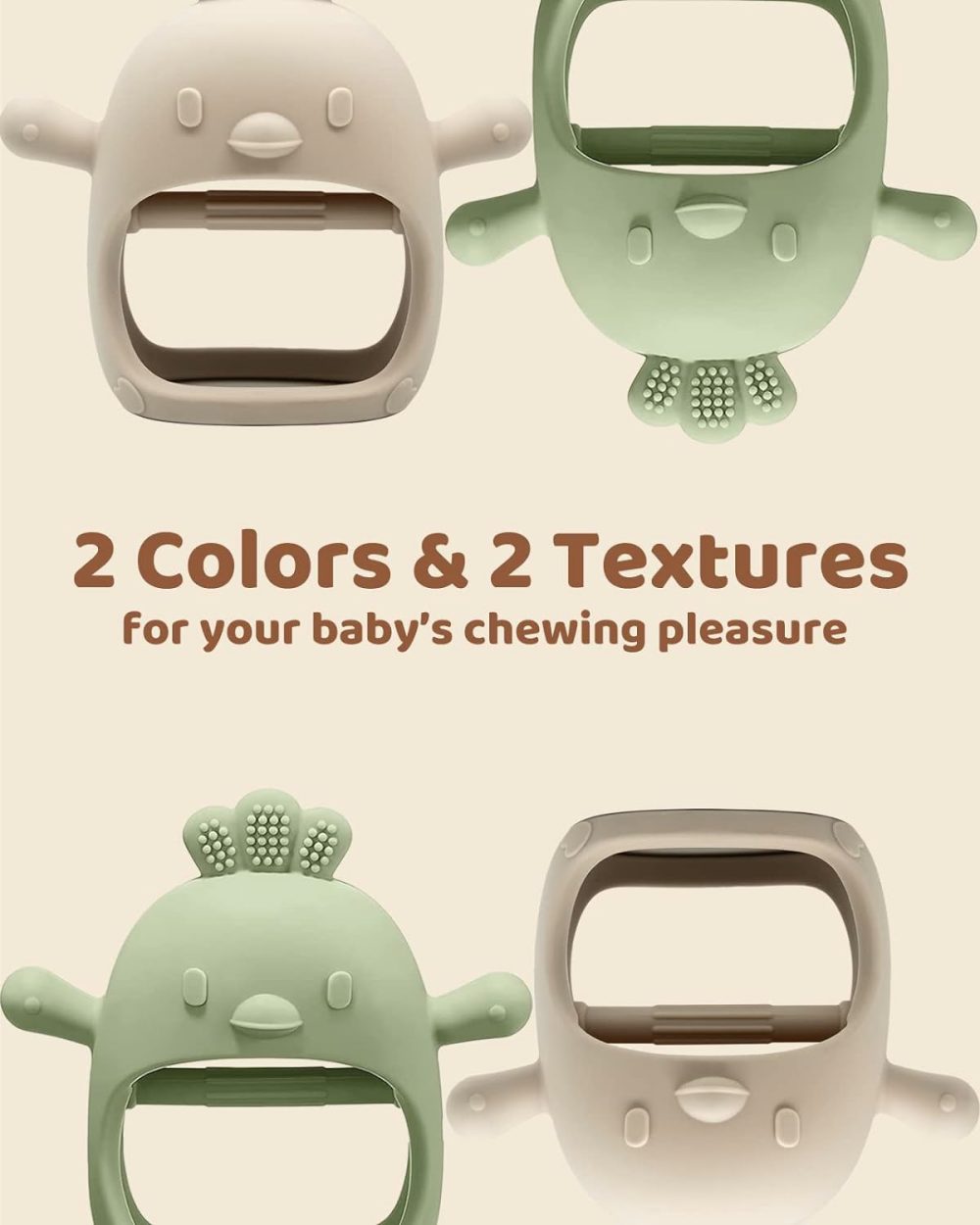 2 Packs Baby Teething Toy For 0-6 6-12 Months  Food Grade Silicone Teething Mitten  Anti Dropping Wrist Hand Teethers Baby Chew Toys For Sucking Needs  Bpa Free (Green & Caramel)  |  Teethers All Toys Green & Caramel