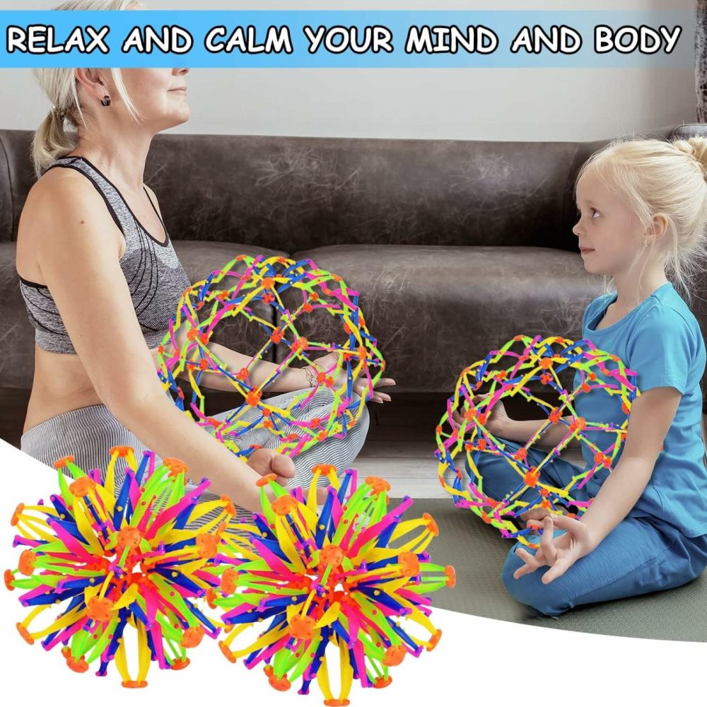 2 Pcs Colorful Sphere Breathing Ball Toy-Expandable Ball Great Anxiety Reliever Stresss Ball,Collapsible Magic Ball Toy Apply For Children And Adults Games  Interactive,Adhd-Yoga  |  Balls All Toys Balls