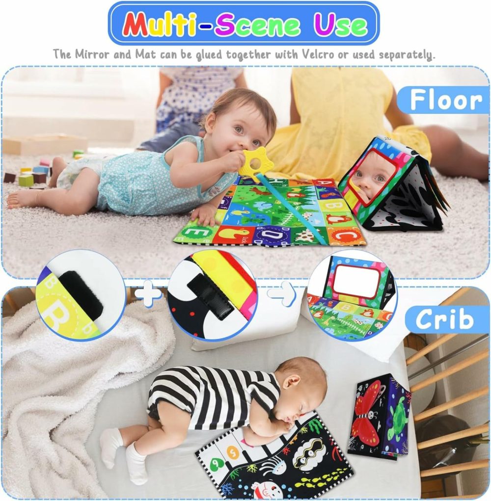 2 Pcs Tummy Time Toys Baby Mirror Newborn Toys 0-3 Brain Development  Tummy Time Mirror Baby Toys 6-12 Months High Contrast Montessori Infant Toys 0-6 Months  |  Car Seat & Stroller Toys All Toys Car Seat & Stroller Toys