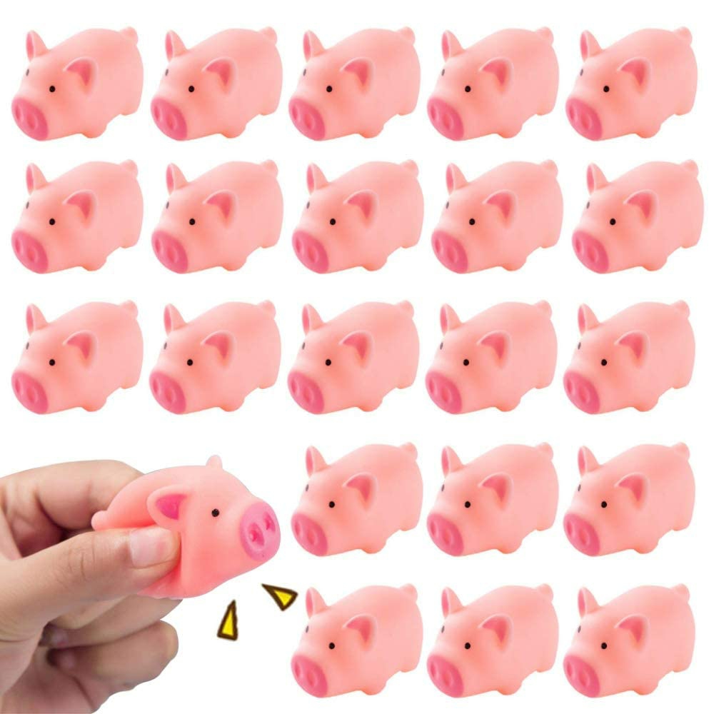 20 Pcs Mini Rubber Pig Baby Bath Toys Pink Rubber Screaming Sound Piggie Party Favors For Kids  |  Bath Toys All Toys Bath Toys