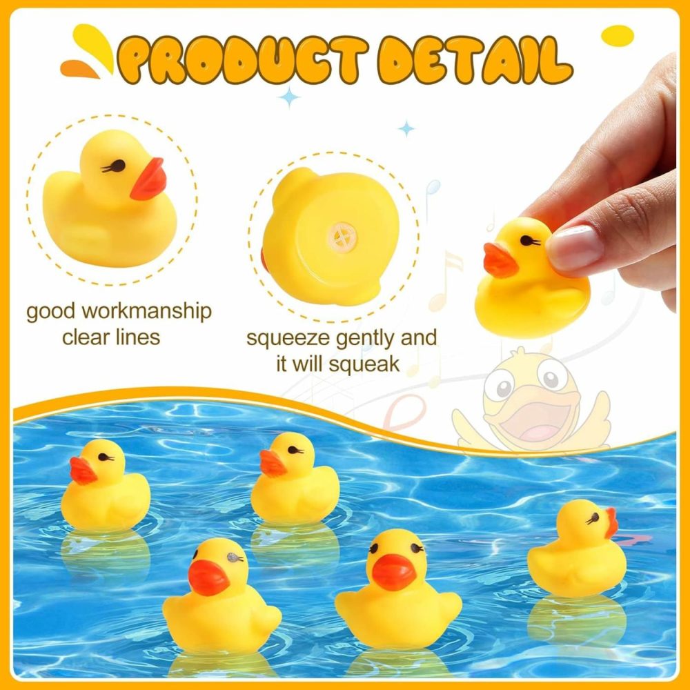 200 Pcs Mini Rubber Ducks In Bulk Yellow Tiny Baby Shower Ducks Float Squeak Bathtub Duckies Preschool Bath Toy For Birthday Party Gift(1.57 X 1.57 X 1.18 Inch,Yellow)  |  Bath Toys All Toys Bath Toys