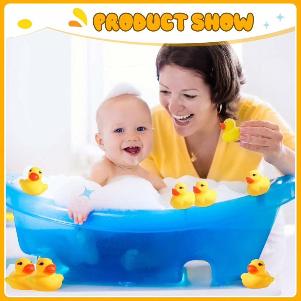 200 Pcs Mini Rubber Ducks In Bulk Yellow Tiny Baby Shower Ducks Float Squeak Bathtub Duckies Preschool Bath Toy For Birthday Party Gift(1.57 X 1.57 X 1.18 Inch,Yellow)  |  Bath Toys All Toys Bath Toys