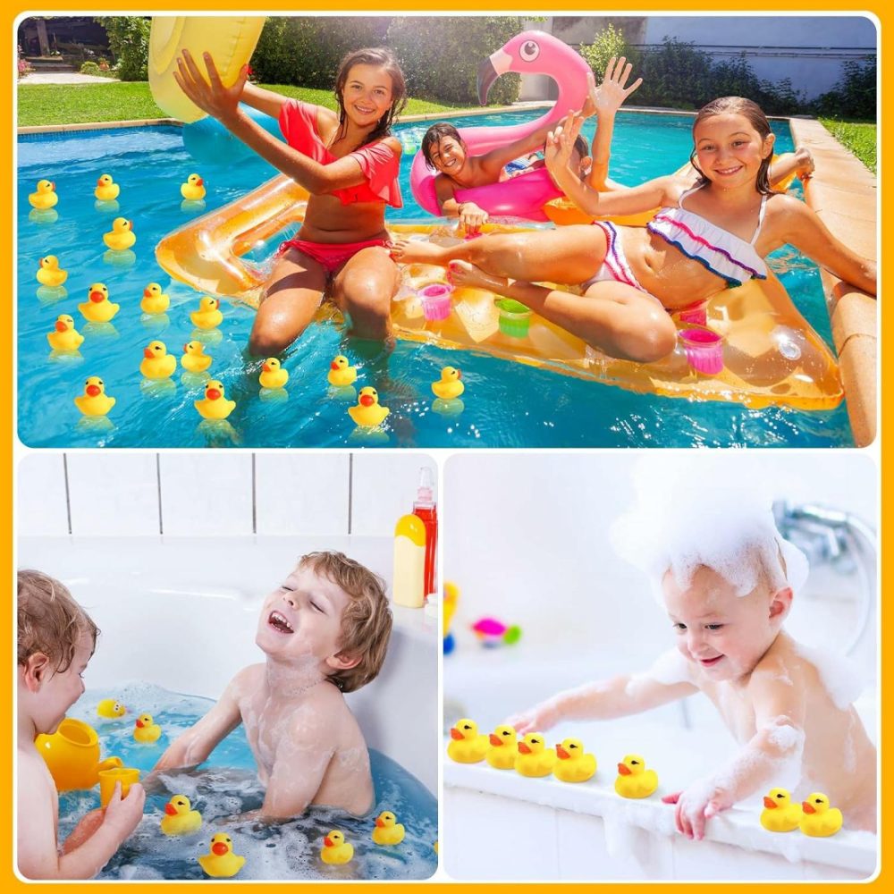 200 Pcs Mini Rubber Ducks In Bulk Yellow Tiny Baby Shower Ducks Float Squeak Bathtub Duckies Preschool Bath Toy For Birthday Party Gift(1.57 X 1.57 X 1.18 Inch,Yellow)  |  Bath Toys All Toys Bath Toys