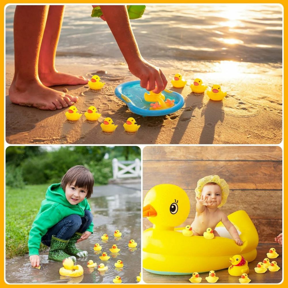 200 Pcs Mini Rubber Ducks In Bulk Yellow Tiny Baby Shower Ducks Float Squeak Bathtub Duckies Preschool Bath Toy For Birthday Party Gift(1.57 X 1.57 X 1.18 Inch,Yellow)  |  Bath Toys All Toys Bath Toys