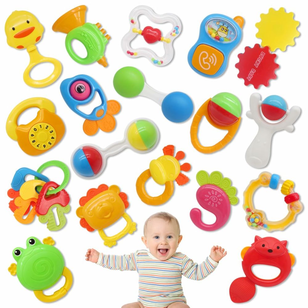 21Pcs Baby Rattles Toys Set  Baby Toys 3-6 Months  Infant Grab And Shake Rattle  Sensory Teether  Music Learning Toys For 3 4 5 6 7 8 9 10 11 12 Month 1 Year Old Toys For Newborn Boys Girls  |  Rattles & Plush Rings All Toys multicolored