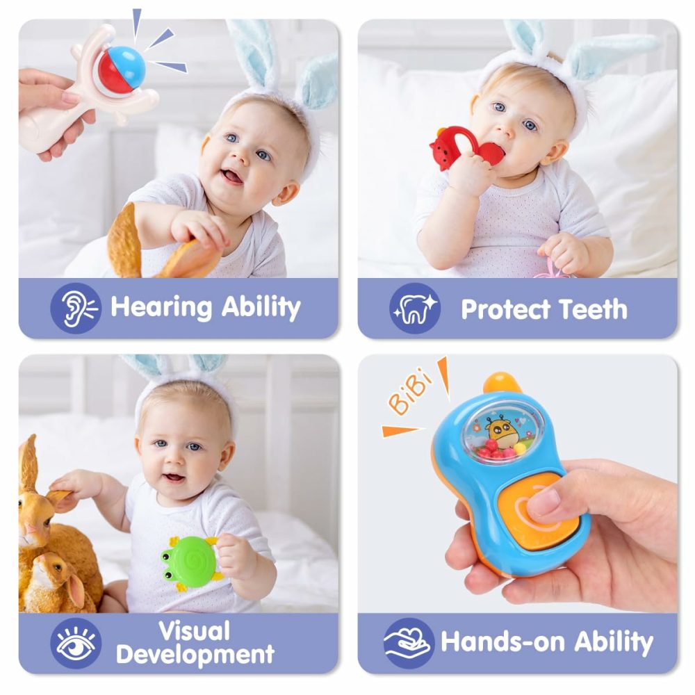 21Pcs Baby Rattles Toys Set  Baby Toys 3-6 Months  Infant Grab And Shake Rattle  Sensory Teether  Music Learning Toys For 3 4 5 6 7 8 9 10 11 12 Month 1 Year Old Toys For Newborn Boys Girls  |  Rattles & Plush Rings All Toys multicolored