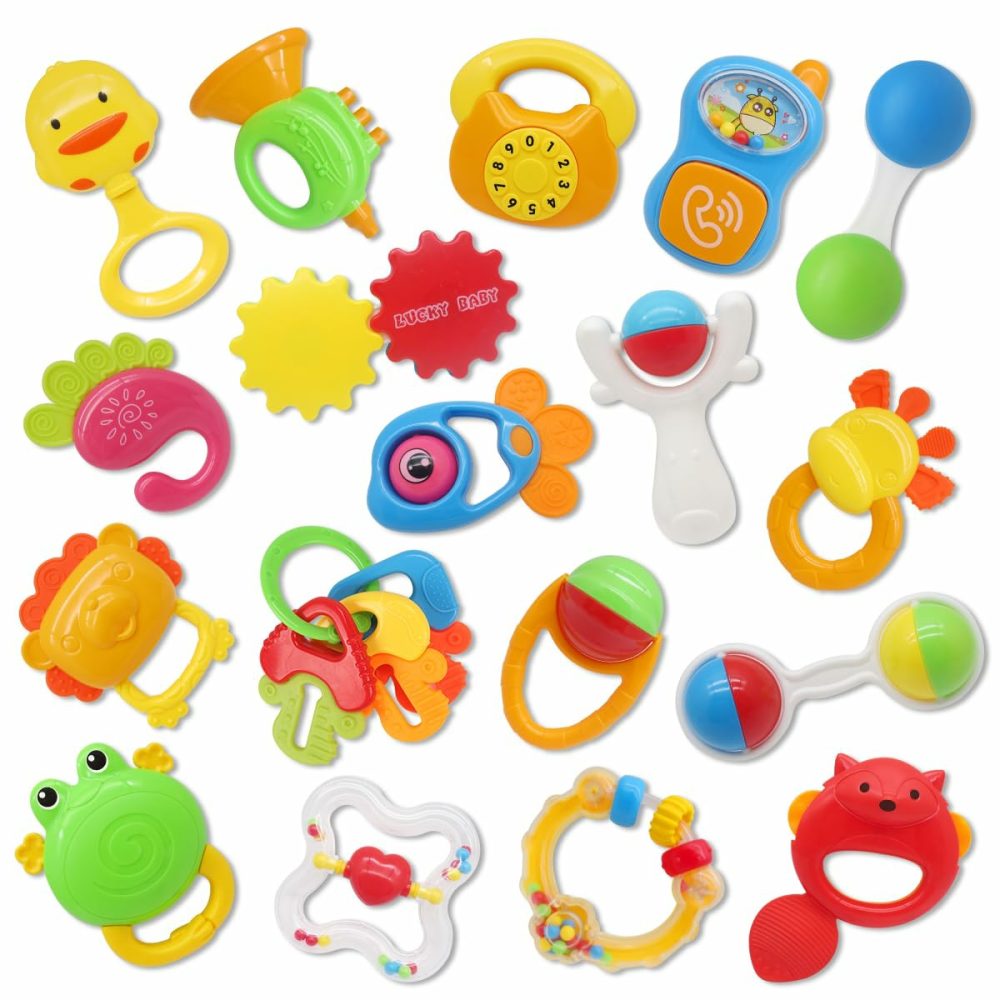 21Pcs Baby Rattles Toys Set  Baby Toys 3-6 Months  Infant Grab And Shake Rattle  Sensory Teether  Music Learning Toys For 3 4 5 6 7 8 9 10 11 12 Month 1 Year Old Toys For Newborn Boys Girls  |  Rattles & Plush Rings All Toys multicolored