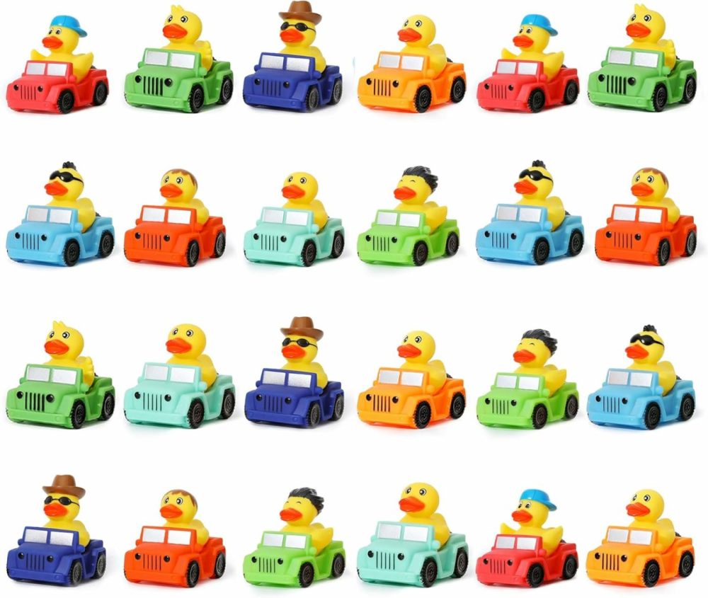 24 Pack Rubber Duck For Jeeps Ducking – 3″ Bulk Floater Duck For Kids – The Shape Of A Vehicle – Baby Bath Toy Assortment – Party Favors  Birthdays  Bath Time  And More (8 Varieties)  |  Bath Toys All Toys Bath Toys