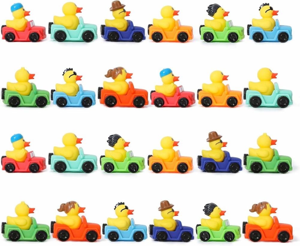 24 Pack Rubber Duck For Jeeps Ducking – 3″ Bulk Floater Duck For Kids – The Shape Of A Vehicle – Baby Bath Toy Assortment – Party Favors  Birthdays  Bath Time  And More (8 Varieties)  |  Bath Toys All Toys Bath Toys