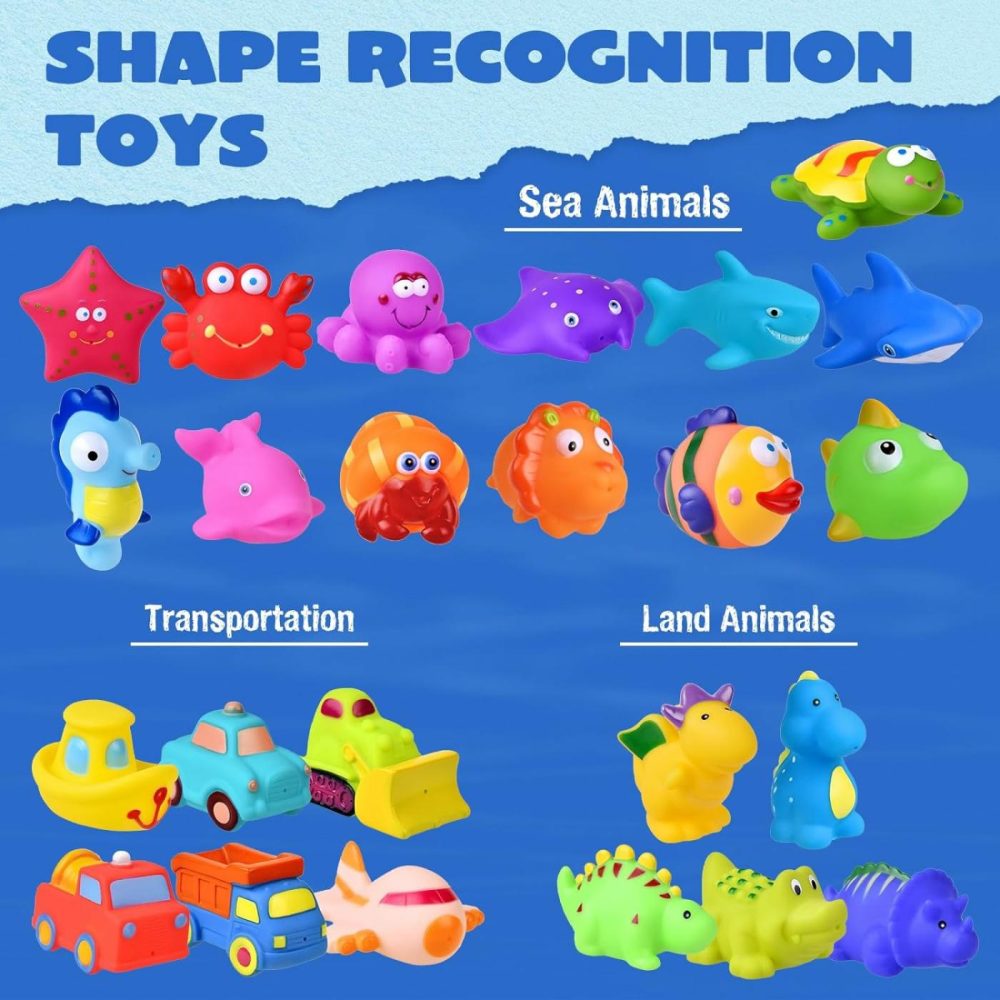 24 Pcs Bath Toys For Toddlers  Sea Animals & Cars Squirter Bath Toys  No Mold Bathtub Toys With Storage Bag   Baby Bath Toys For Pool  Toddler Bath Toys For Kids Party Favors Age1-3  |  Bath Toys All Toys Bath Toys