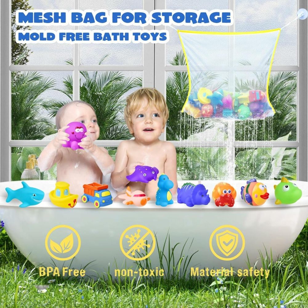 24 Pcs Bath Toys For Toddlers  Sea Animals & Cars Squirter Bath Toys  No Mold Bathtub Toys With Storage Bag   Baby Bath Toys For Pool  Toddler Bath Toys For Kids Party Favors Age1-3  |  Bath Toys All Toys Bath Toys