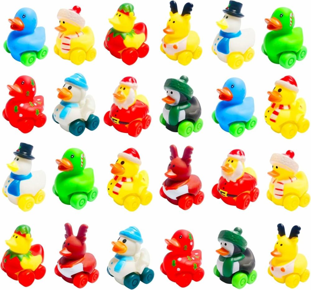 24 Pcs Christmas Rubber Ducks Cars Toy Soft Rubber Duckies Vehicles For Babies Kids Boys Girls Christmas Party Favors Gift Exchange Christmas Stocking Stuffers(Christmas)  |  Bath Toys All Toys Bath Toys