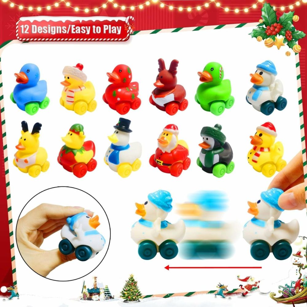 24 Pcs Christmas Rubber Ducks Cars Toy Soft Rubber Duckies Vehicles For Babies Kids Boys Girls Christmas Party Favors Gift Exchange Christmas Stocking Stuffers(Christmas)  |  Bath Toys All Toys Bath Toys