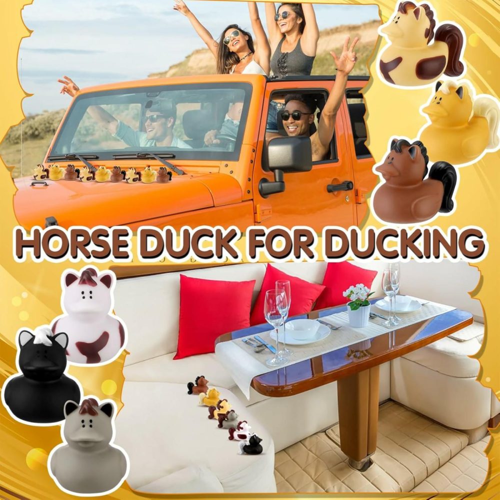 24 Pcs Horse Rubber Duck 2.36 Inch Bucking Horse Ducks Small Ducks Pool Float Bath Decor Gift For Horse Racing Festival Boys Girls Classroom Prizes Baby Shower Party Favors  |  Bath Toys All Toys Bath Toys