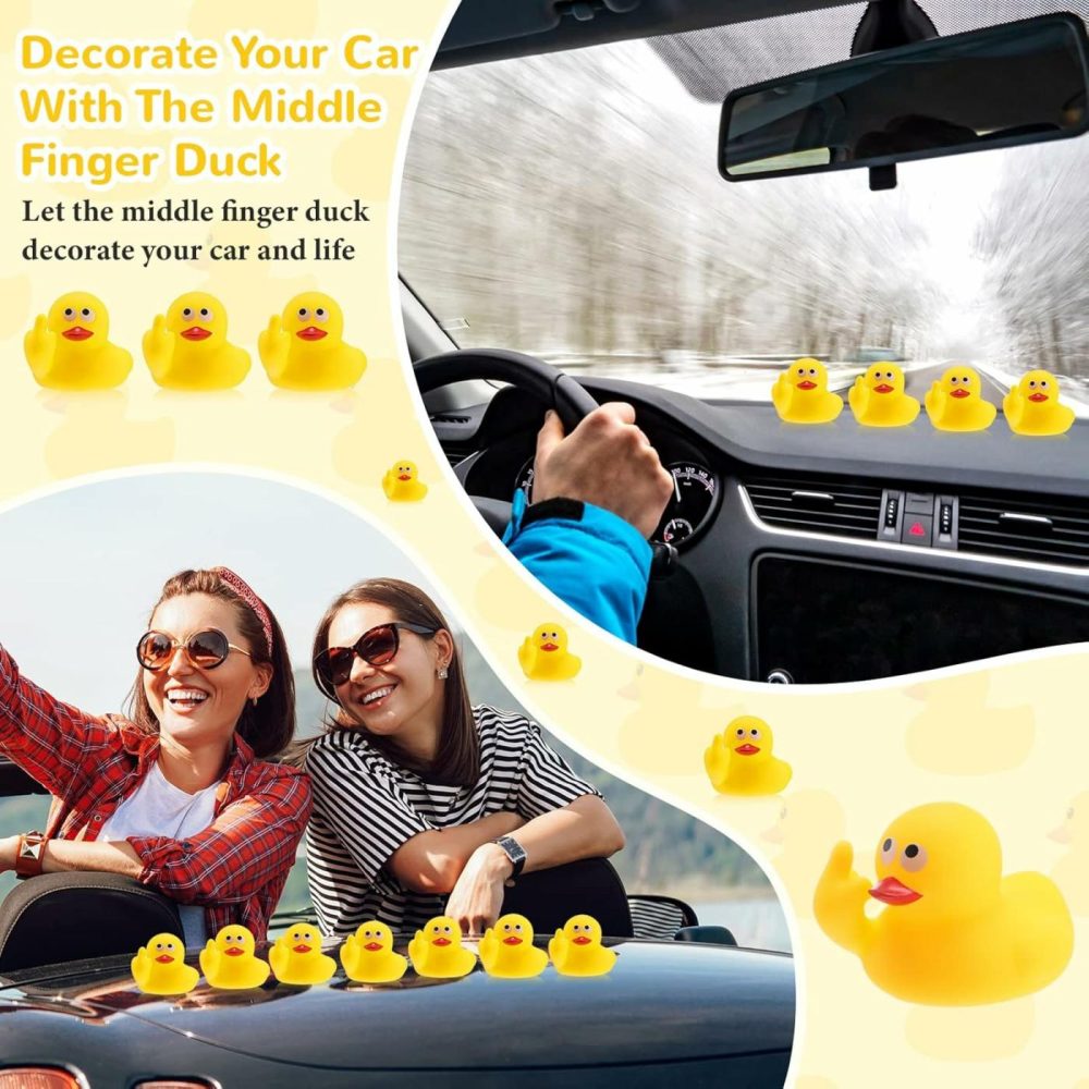 24 Pcs Middle Finger Rubber Ducks  1.97 Inch Small Rubber Duck The Finger  Funny Yellow Rubber Ducky Bath Toy Float Bathtub Toys For Car Dashboard Interior Decorations  |  Bath Toys All Toys Bath Toys