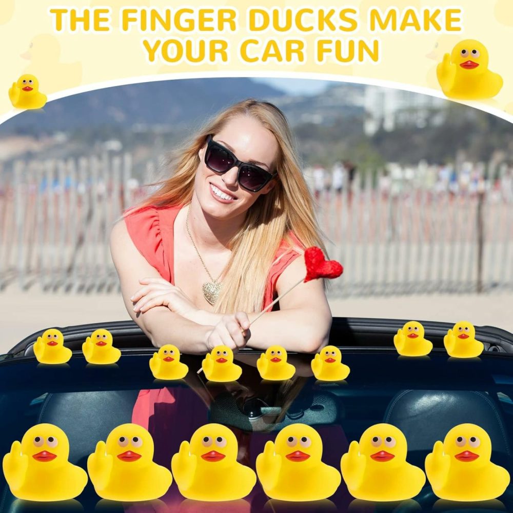 24 Pcs Middle Finger Rubber Ducks  1.97 Inch Small Rubber Duck The Finger  Funny Yellow Rubber Ducky Bath Toy Float Bathtub Toys For Car Dashboard Interior Decorations  |  Bath Toys All Toys Bath Toys