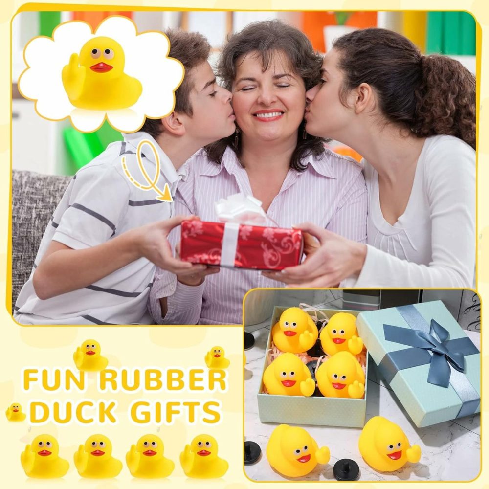 24 Pcs Middle Finger Rubber Ducks  1.97 Inch Small Rubber Duck The Finger  Funny Yellow Rubber Ducky Bath Toy Float Bathtub Toys For Car Dashboard Interior Decorations  |  Bath Toys All Toys Bath Toys