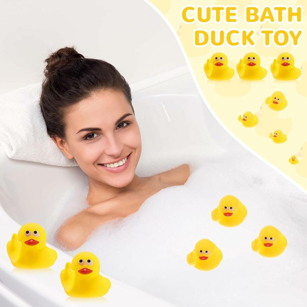 24 Pcs Middle Finger Rubber Ducks  1.97 Inch Small Rubber Duck The Finger  Funny Yellow Rubber Ducky Bath Toy Float Bathtub Toys For Car Dashboard Interior Decorations  |  Bath Toys All Toys Bath Toys