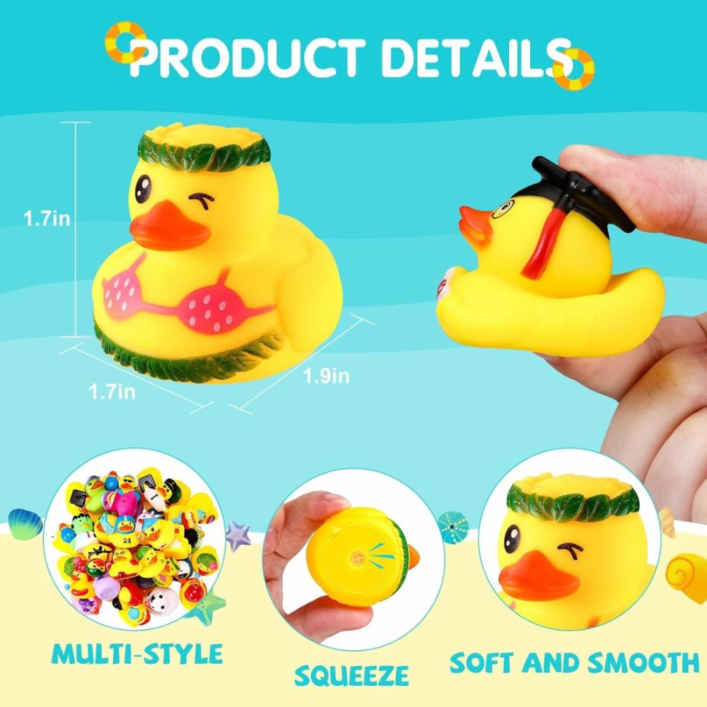 24 Pcs Rubber Ducks In Bulk  Assortment Mini Rubber Ducks Toys With Box For Kids Baby Shower Bath Toys  Party Favors  Birthday Gifts And Classroom Prizes  |  Bath Toys All Toys Bath Toys