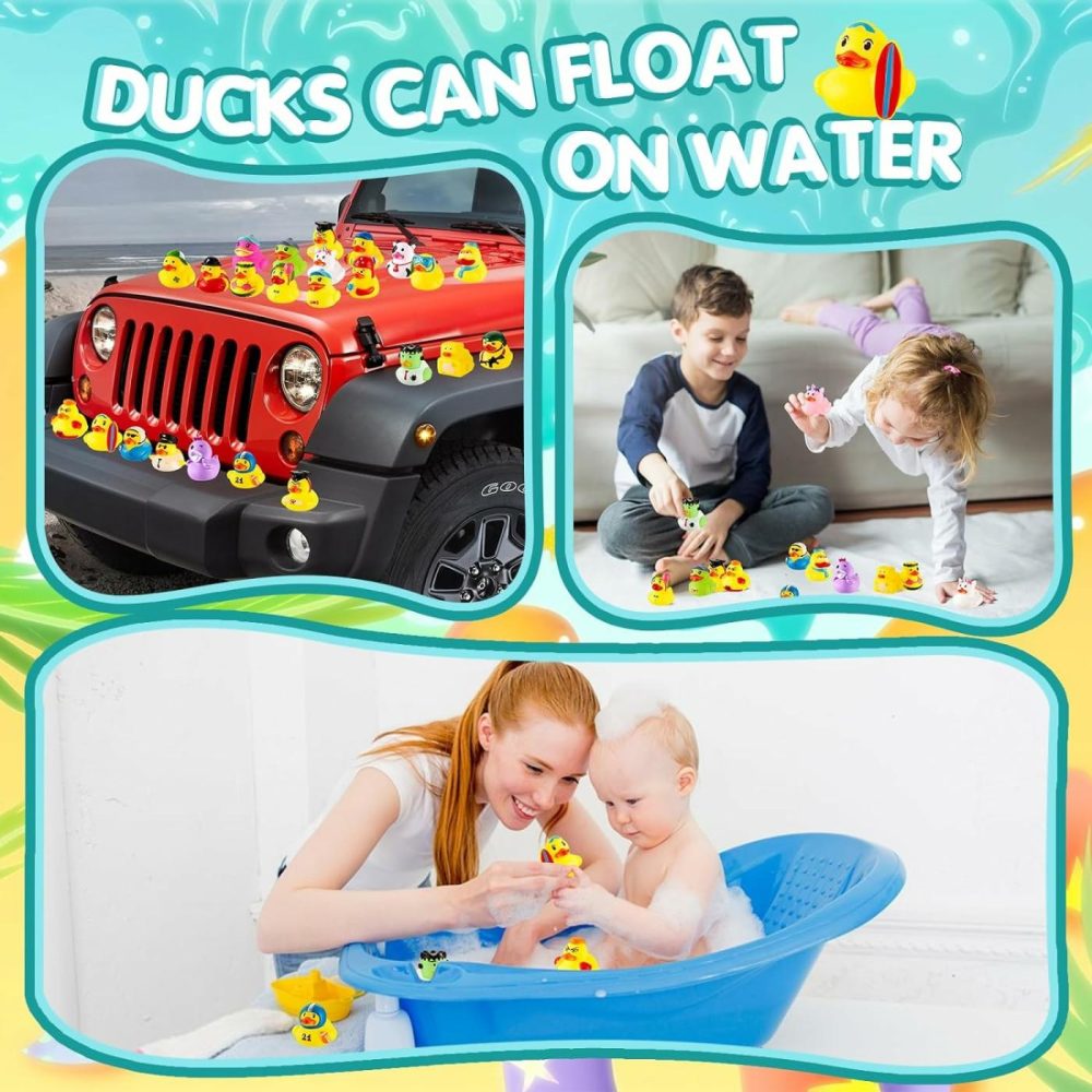 24 Pcs Rubber Ducks In Bulk  Assortment Mini Rubber Ducks Toys With Box For Kids Baby Shower Bath Toys  Party Favors  Birthday Gifts And Classroom Prizes  |  Bath Toys All Toys Bath Toys