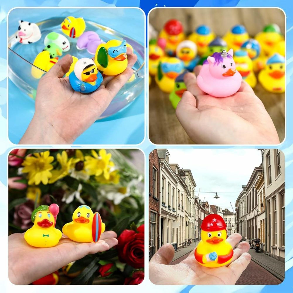 24 Pcs Rubber Ducks In Bulk  Assortment Mini Rubber Ducks Toys With Box For Kids Baby Shower Bath Toys  Party Favors  Birthday Gifts And Classroom Prizes  |  Bath Toys All Toys Bath Toys