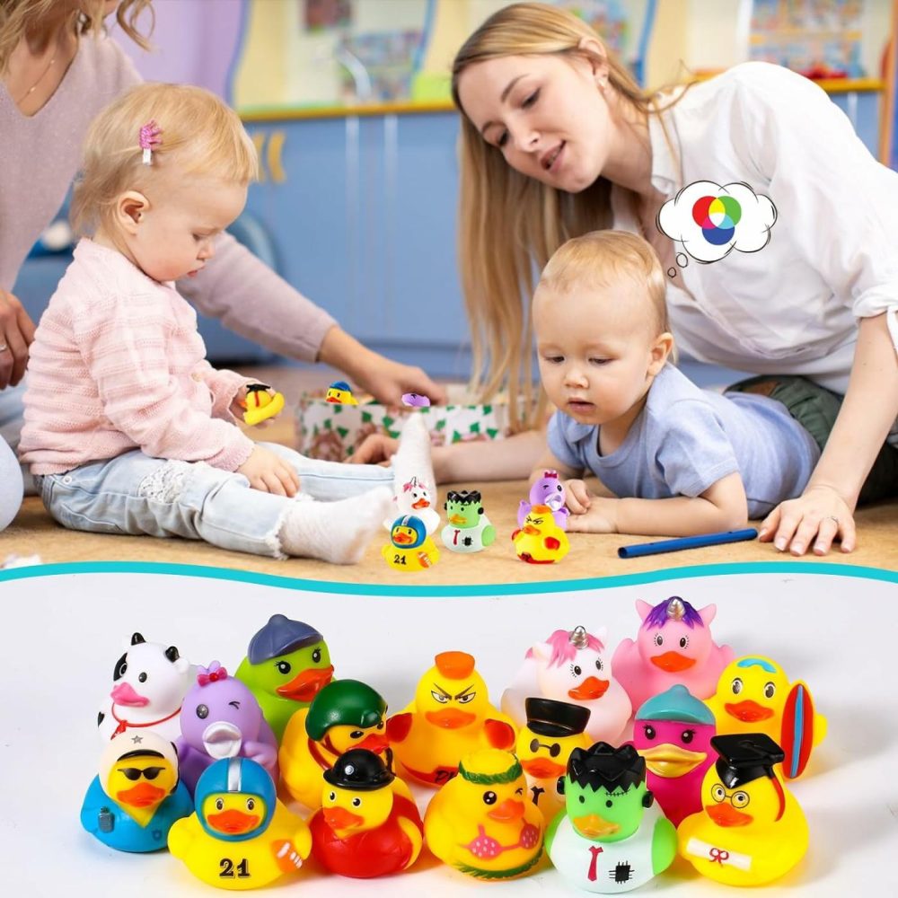 24 Pcs Rubber Ducks In Bulk  Assortment Mini Rubber Ducks Toys With Box For Kids Baby Shower Bath Toys  Party Favors  Birthday Gifts And Classroom Prizes  |  Bath Toys All Toys Bath Toys