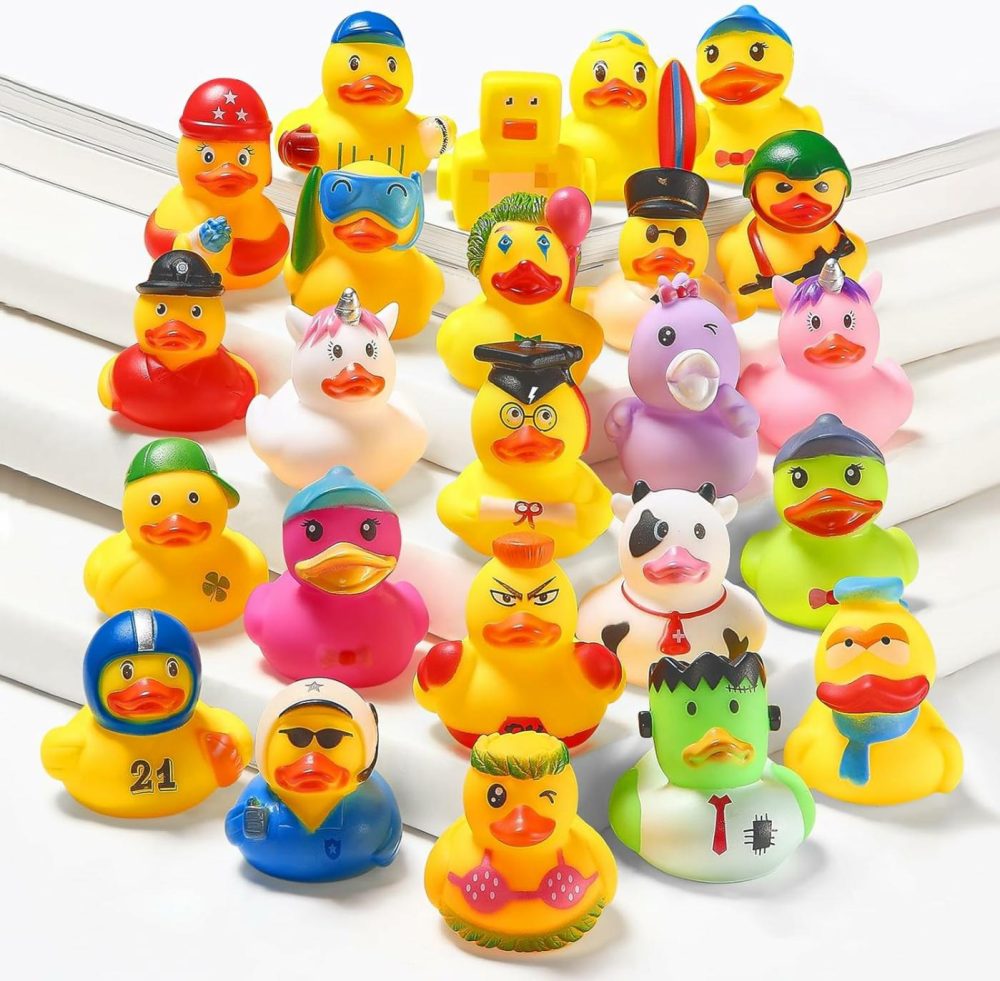 24 Pcs Rubber Ducks In Bulk  Assortment Mini Rubber Ducks Toys With Box For Kids Baby Shower Bath Toys  Party Favors  Birthday Gifts And Classroom Prizes  |  Bath Toys All Toys Bath Toys