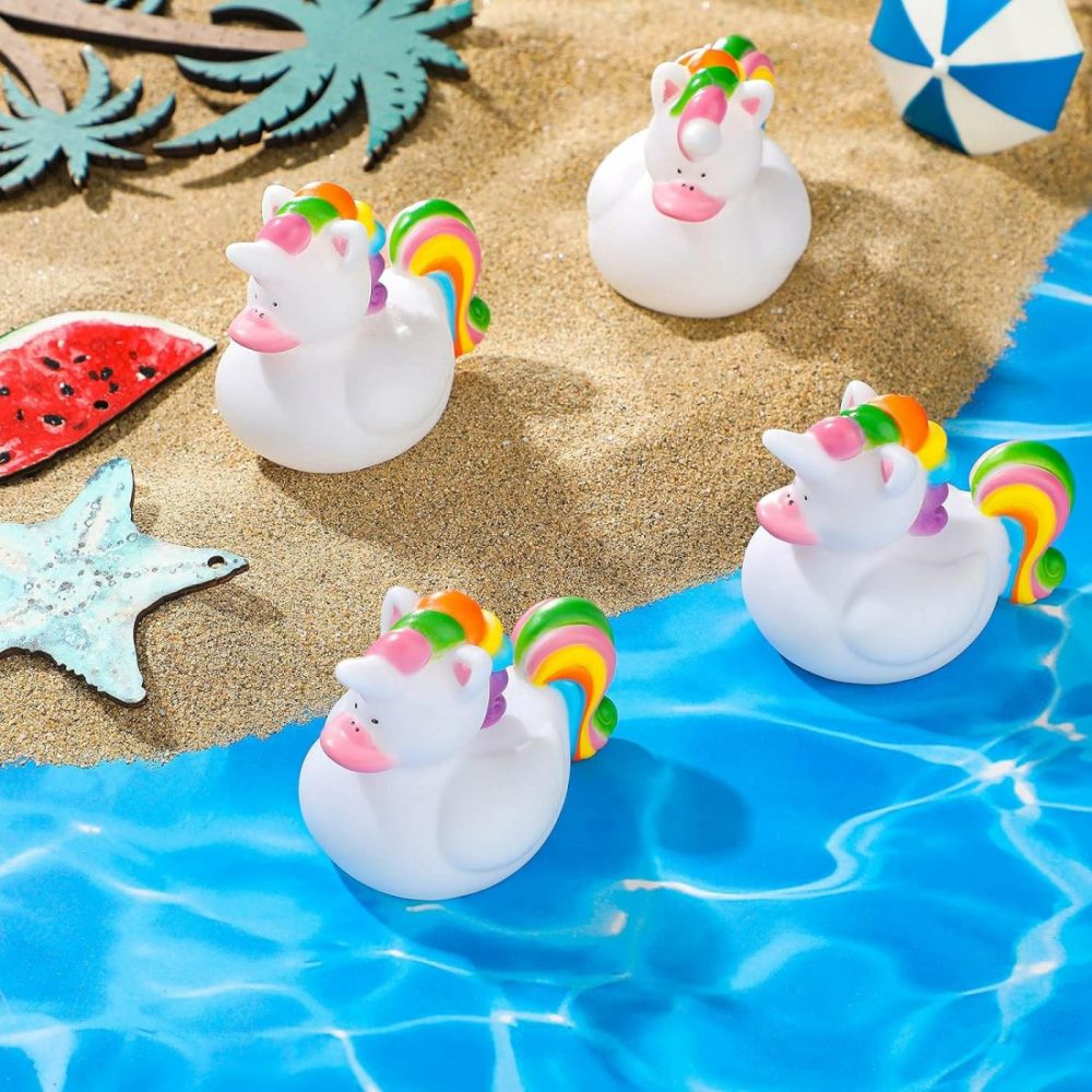 24 Pcs Unicorn Rubber Ducks Mini Rubber Ducks Bulk Small Rainbow Unicorn Duckies Toys For Girls Boys Birthday Pool Party Favors  |  Bath Toys All Toys Bath Toys