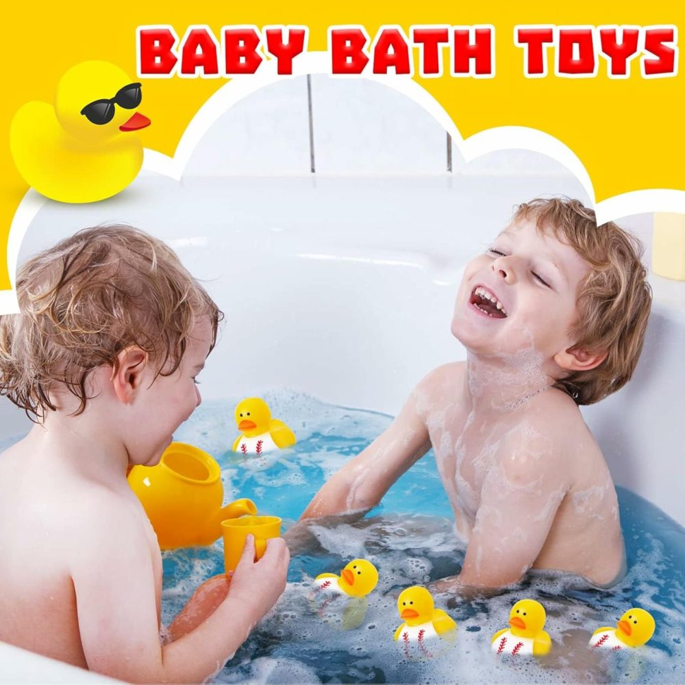 24 Pieces Baseball Rubber Ducks Mini Ducks Yellow Rubber Ducky Bath Toys Baseball Party Favors For Bathtub Gift Classroom Summer Beach Pool Activity Carnival Game  |  Bath Toys All Toys Bath Toys