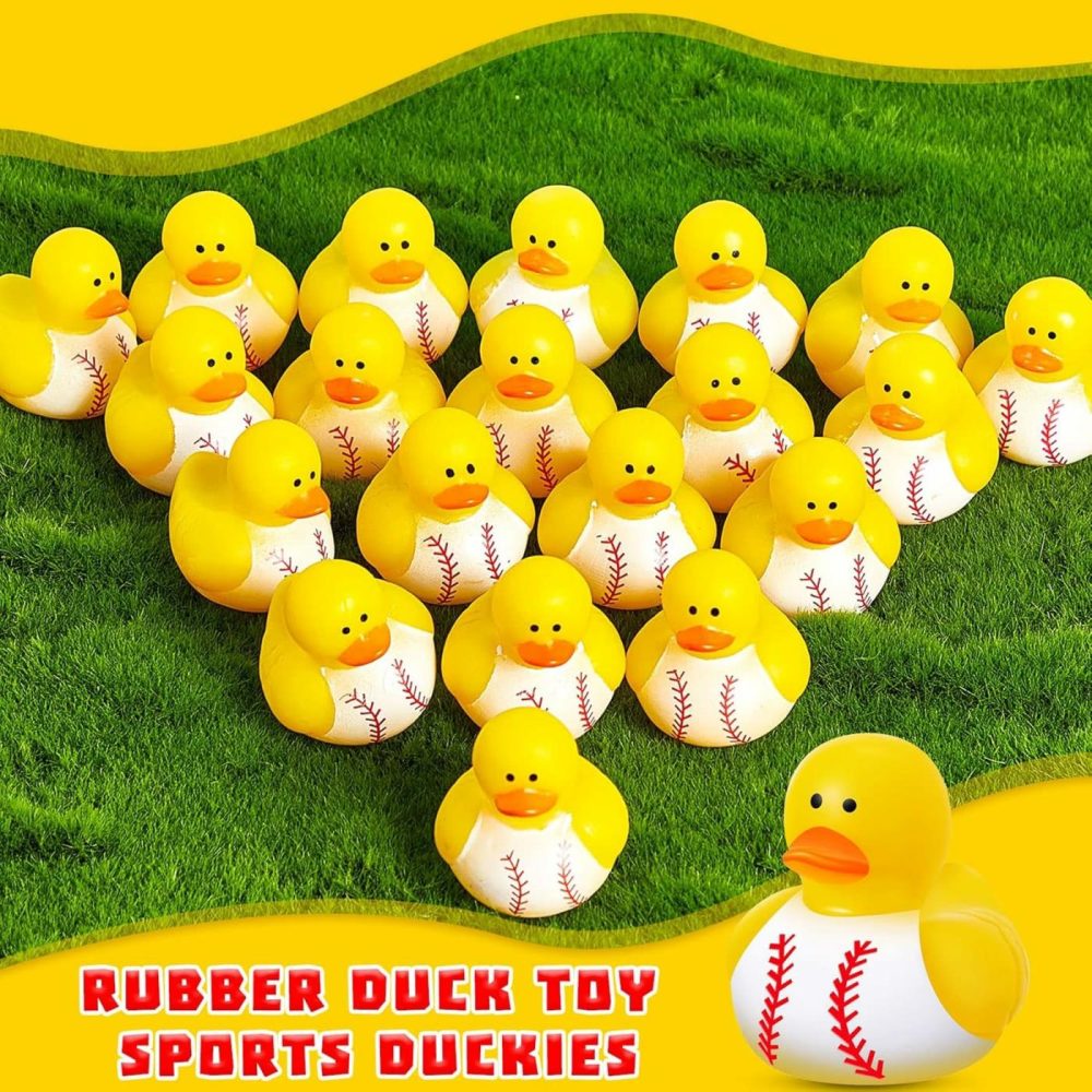 24 Pieces Baseball Rubber Ducks Mini Ducks Yellow Rubber Ducky Bath Toys Baseball Party Favors For Bathtub Gift Classroom Summer Beach Pool Activity Carnival Game  |  Bath Toys All Toys Bath Toys