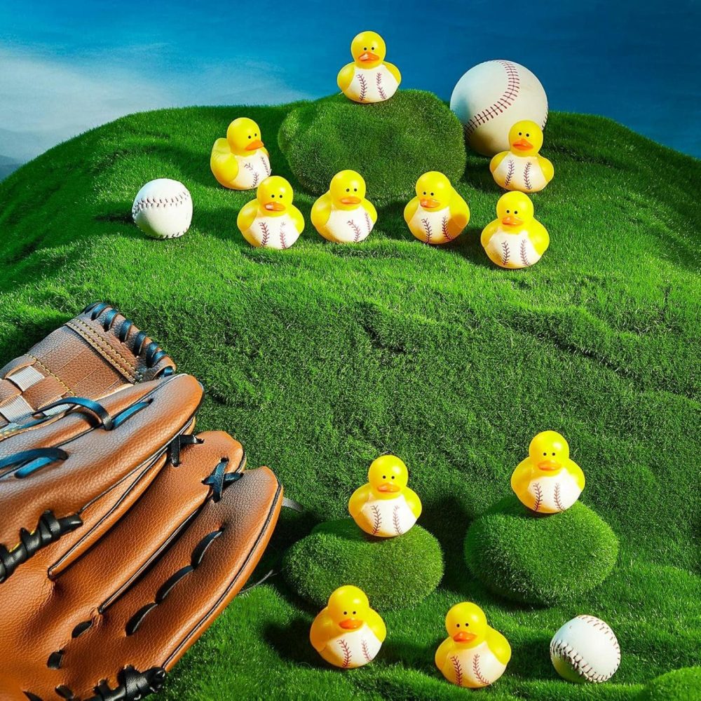 24 Pieces Baseball Rubber Ducks Mini Ducks Yellow Rubber Ducky Bath Toys Baseball Party Favors For Bathtub Gift Classroom Summer Beach Pool Activity Carnival Game  |  Bath Toys All Toys Bath Toys