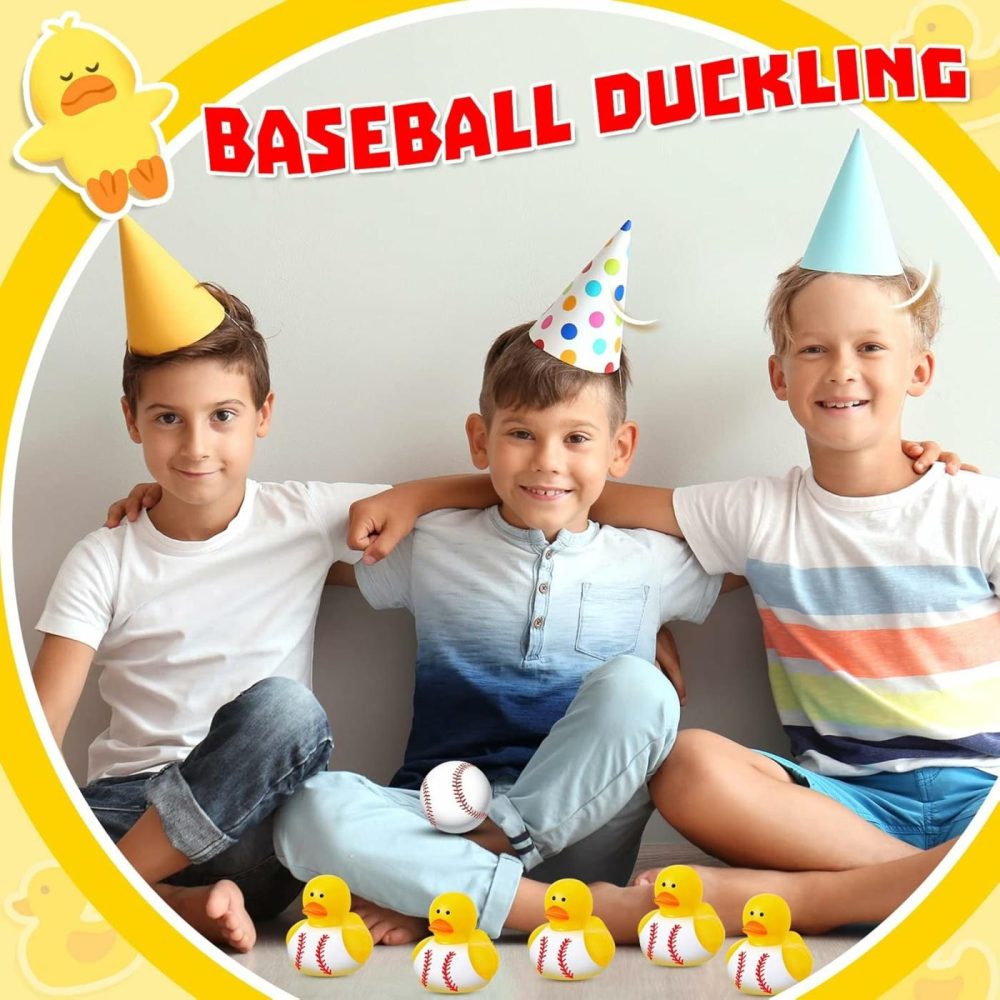 24 Pieces Baseball Rubber Ducks Mini Ducks Yellow Rubber Ducky Bath Toys Baseball Party Favors For Bathtub Gift Classroom Summer Beach Pool Activity Carnival Game  |  Bath Toys All Toys Bath Toys