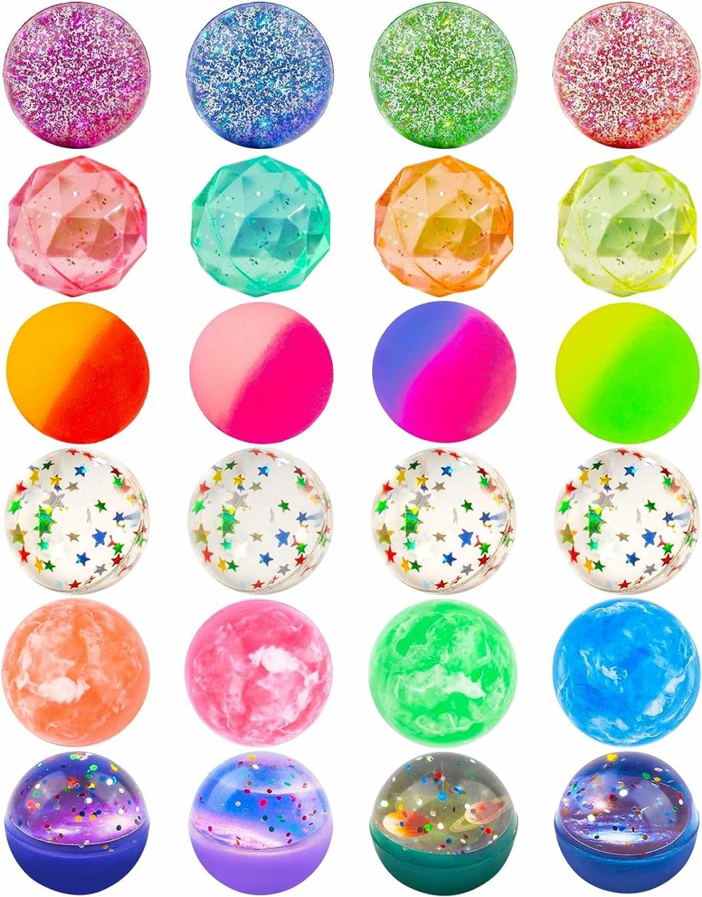 24 Pieces Bouncy Balls 32Mm Bounce Balls 6 Styles High Bouncing Balls Toys For Kids Party Favors Birthdays Gift Classroom  |  Balls All Toys Balls