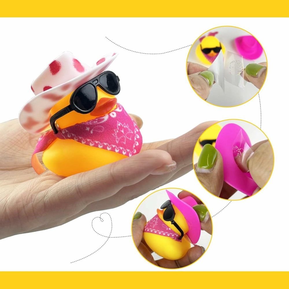 24 Sets Disco Cowboy Rubber Ducks With Scarf Hat And Sunglasses Mini Bath Duck Toys For Birthday Swimming Party Gift Favor Decorations  |  Bath Toys All Toys Bath Toys