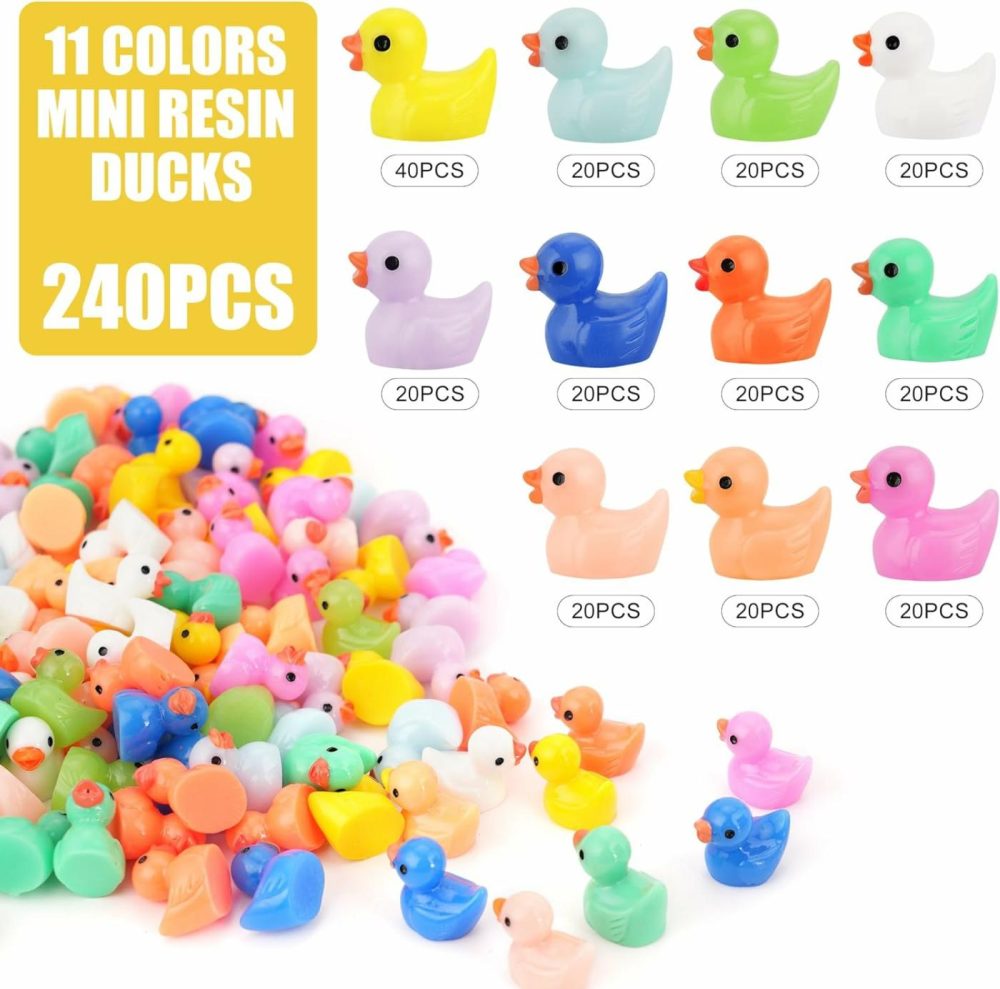 240 Pcs Mini Ducks Tiny Duck Figurines Bulk For Garden Micro Landscape  Mini Resin Ducks For Dollhouse Aquarium Potted Ornament Charms Party Toys Diy Craft Accessories  |  Bath Toys All Toys Bath Toys