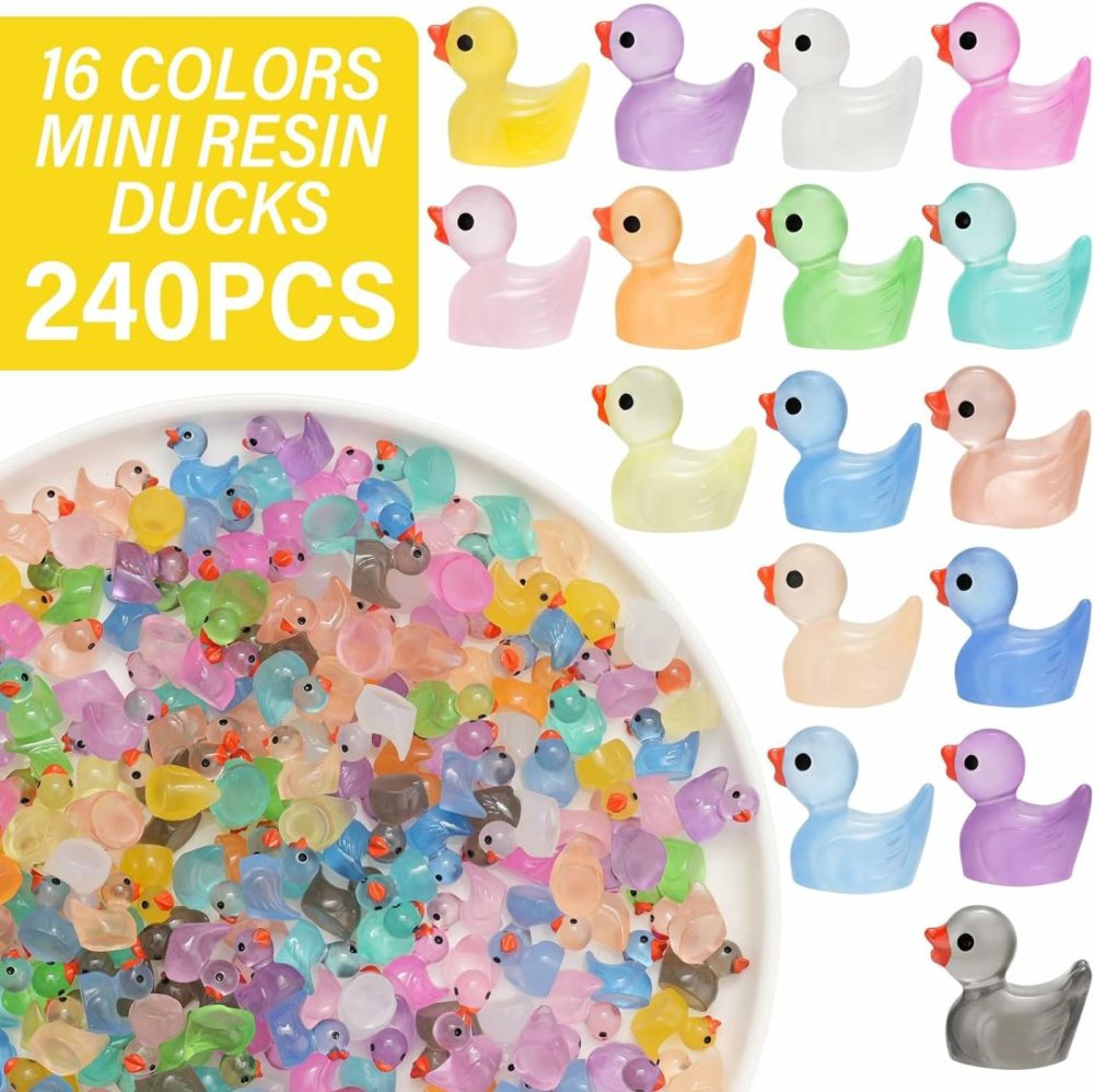 240Pcs Luminous Mini Resin Ducks,Tiny Ducks Glow In The Dark,Little Ducks,Small Ducks To Hide,Miniature Figures For Party Favor  |  Bath Toys All Toys Bath Toys