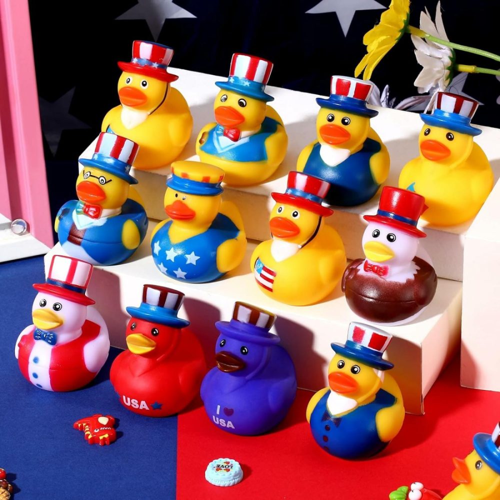 24Pcs Patriotic Rubber Ducks  4Th Of July Bulk Rubber Ducks For 4Th Of July Party Favors  Mini Duck For Cruise Ships Baby Showers Bath Toys Kids Party Favors Birthday Gifts  |  Bath Toys All Toys Bath Toys