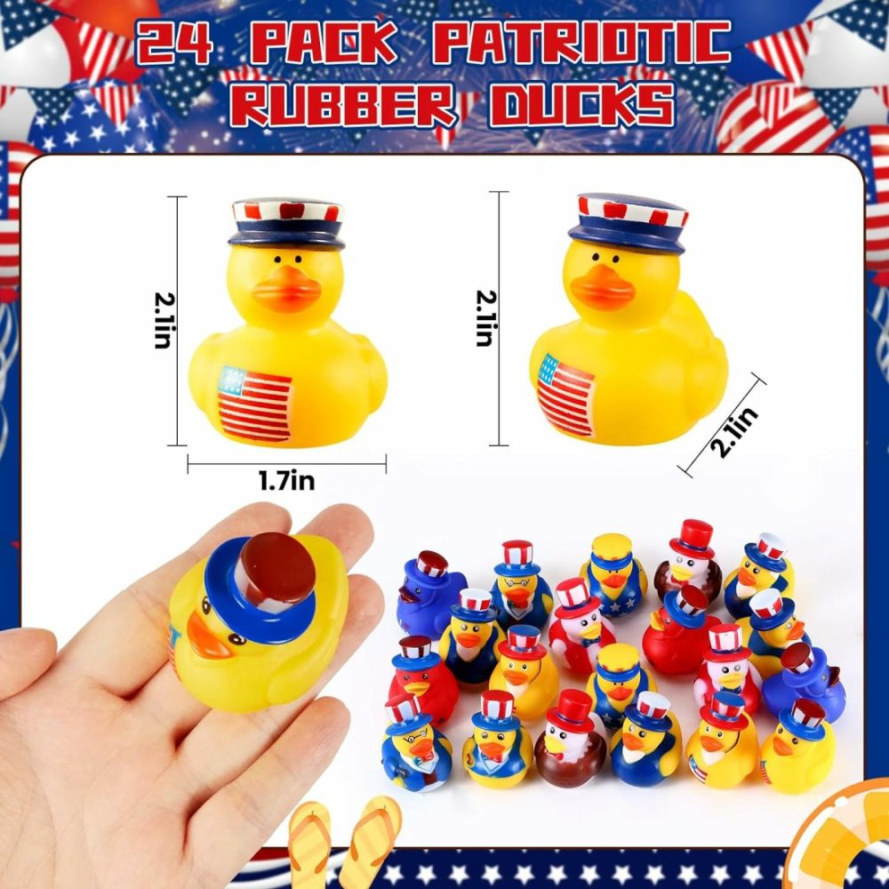 24Pcs Patriotic Rubber Ducks  4Th Of July Bulk Rubber Ducks For 4Th Of July Party Favors  Mini Duck For Cruise Ships Baby Showers Bath Toys Kids Party Favors Birthday Gifts  |  Bath Toys All Toys Bath Toys