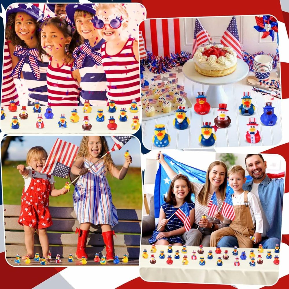 24Pcs Patriotic Rubber Ducks  4Th Of July Bulk Rubber Ducks For 4Th Of July Party Favors  Mini Duck For Cruise Ships Baby Showers Bath Toys Kids Party Favors Birthday Gifts  |  Bath Toys All Toys Bath Toys