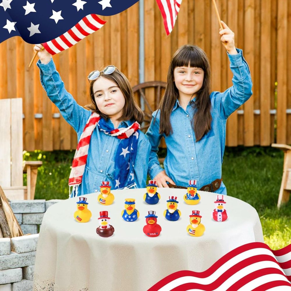 24Pcs Patriotic Rubber Ducks  4Th Of July Bulk Rubber Ducks For 4Th Of July Party Favors  Mini Duck For Cruise Ships Baby Showers Bath Toys Kids Party Favors Birthday Gifts  |  Bath Toys All Toys Bath Toys