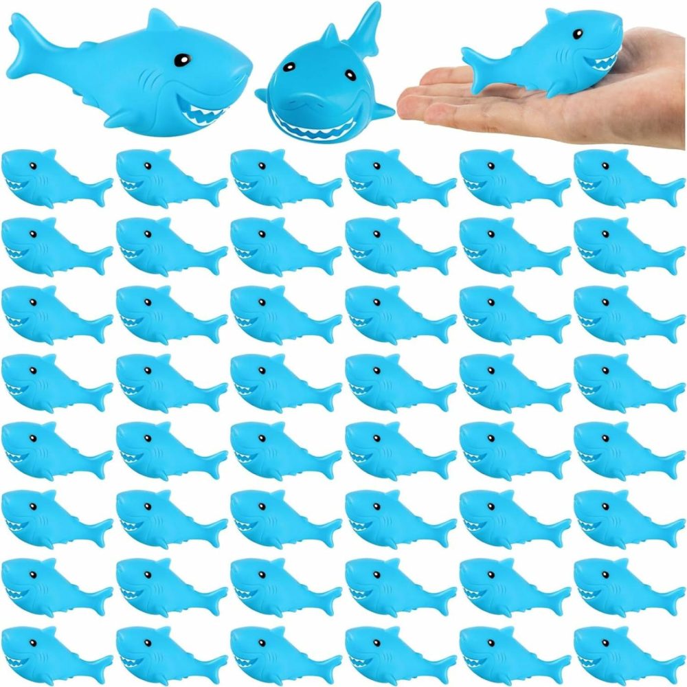 25 Pcs Rubber Sharks For Kids  Blue Shark Bath Toys Cute Floating Squeaky Mini Rubber Sharks For Shower  Classroom Carnival Prizes  Cake Decoration  |  Bath Toys All Toys Bath Toys