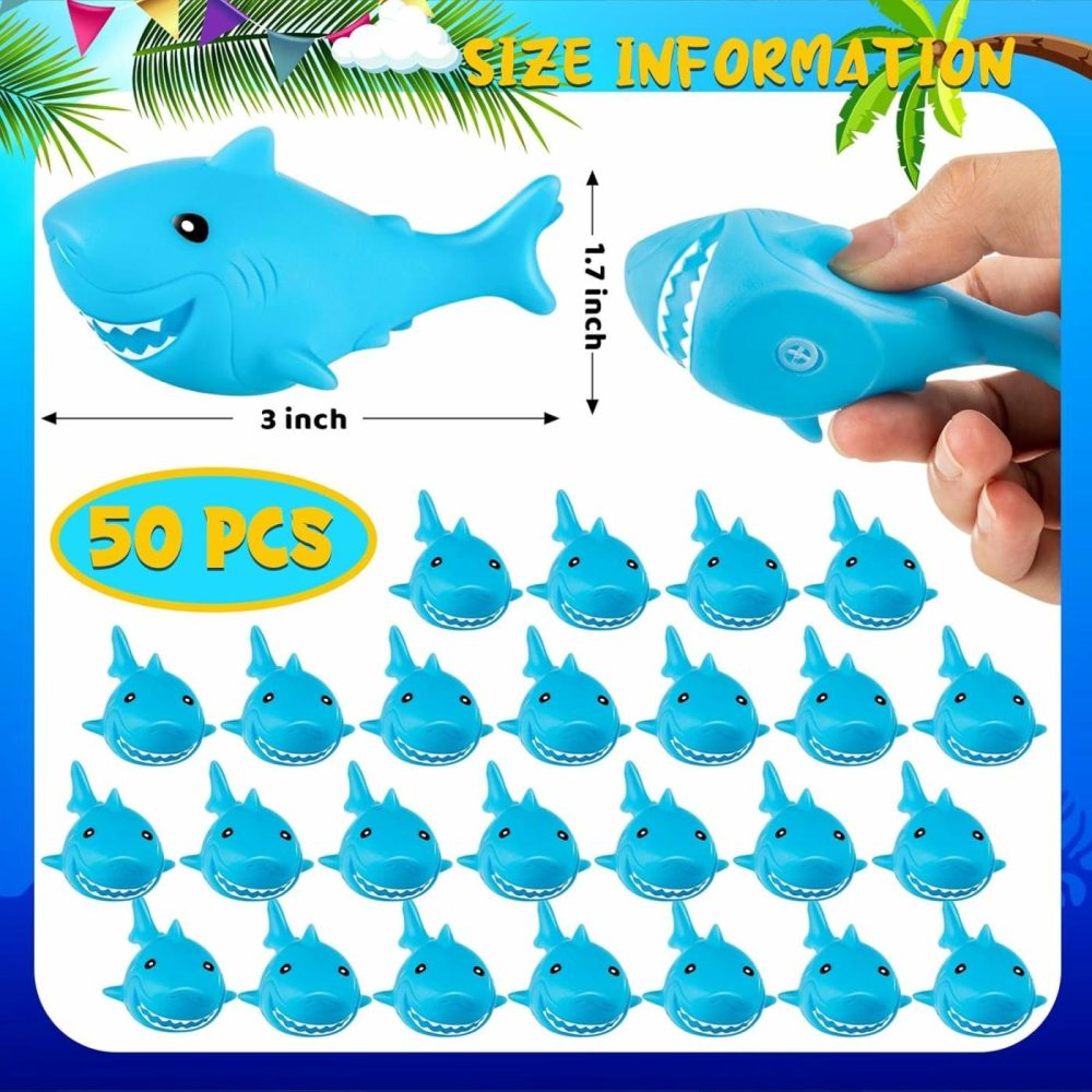 25 Pcs Rubber Sharks For Kids  Blue Shark Bath Toys Cute Floating Squeaky Mini Rubber Sharks For Shower  Classroom Carnival Prizes  Cake Decoration  |  Bath Toys All Toys Bath Toys