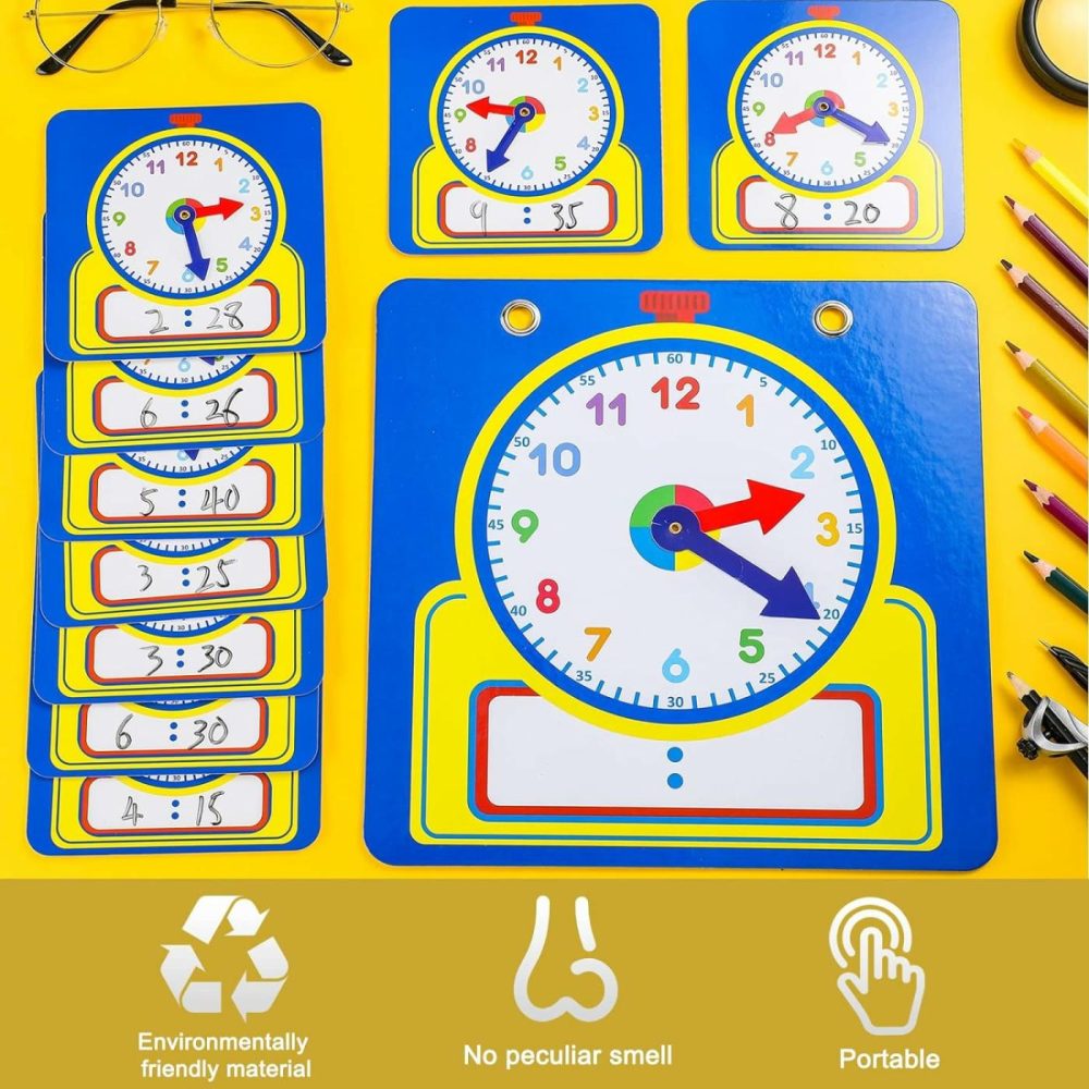 25 Pcs Teaching Clock Kit  Clocks Practice Clocks For Kids Learning Time With Erasable Surface For Home School Classroom Supplies (Cute Style)  |  Teaching Clocks All Toys Teaching Clocks