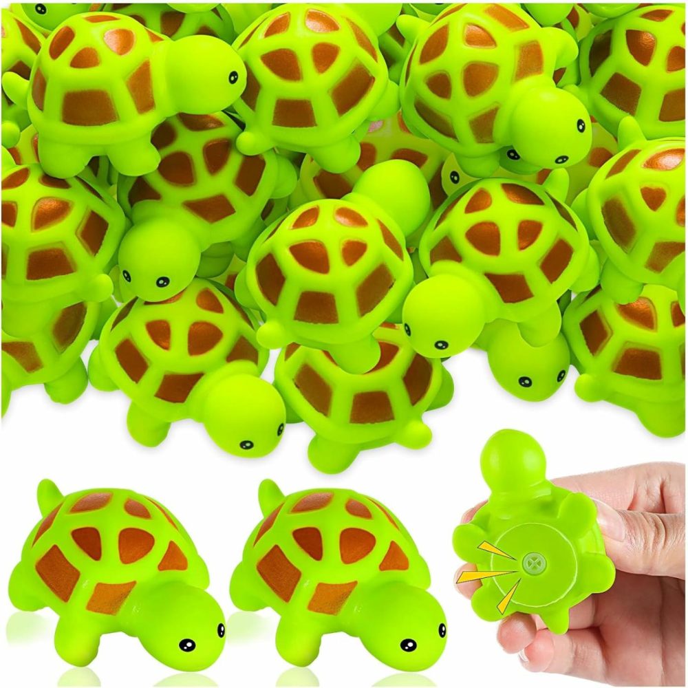 25Pcs Mini Rubber Turtle Green Floating Squeaky Sea Turtle Rubber Bath Toy  Cute Screaming Sound Rubber Turtle Bulk For Bath Shower Swimming Pool Birthday Beach Party Decor  |  Bath Toys All Toys Bath Toys